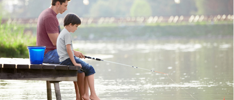 image of father and son fishing